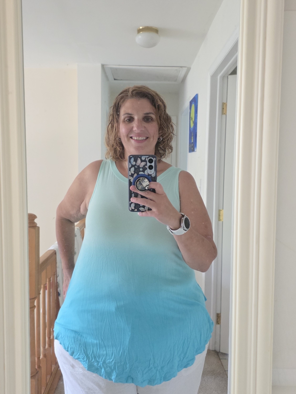 Lane Bryant Mint to Blue Ombre Sleeveless Tunic Tank Top - Plus Size 10/12 NWT